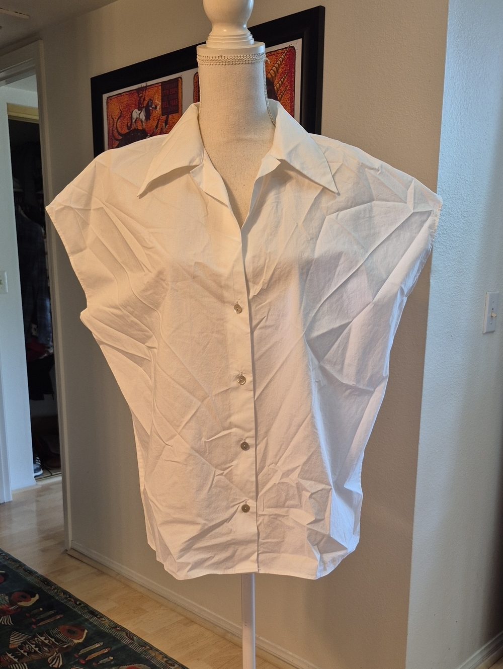 Vince White Sleeveless Button Up Shirt